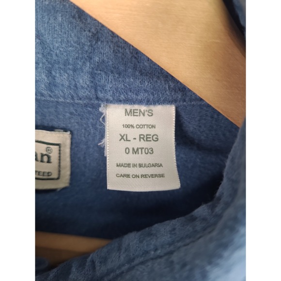 L.L.Bean Mens XL Blue Flannel Shirt Button Down Long‎ Sleeve Two Pocket Heavy - Picture 4 of 10